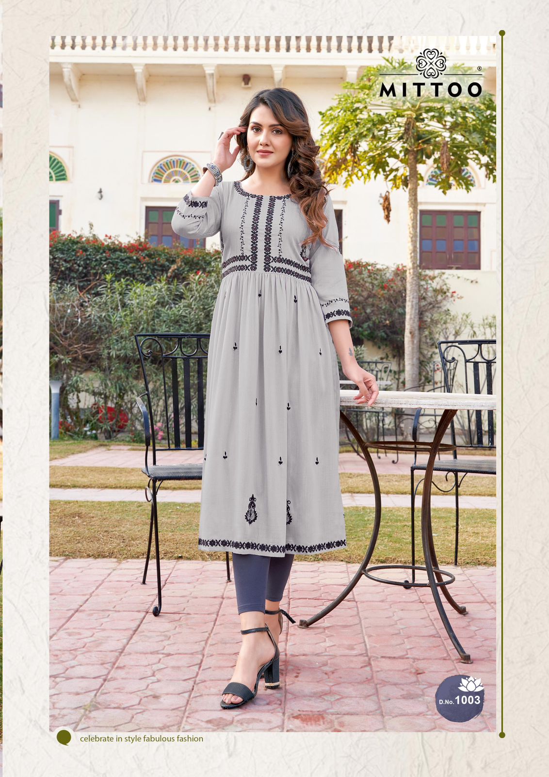 Paaneri By Mittoo Naira Cut Rayon Slub Embroidery Designer Kurtis Wholesale Online
